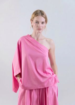 Asymmetric Batwing Mercerized Cotton T-Shirt