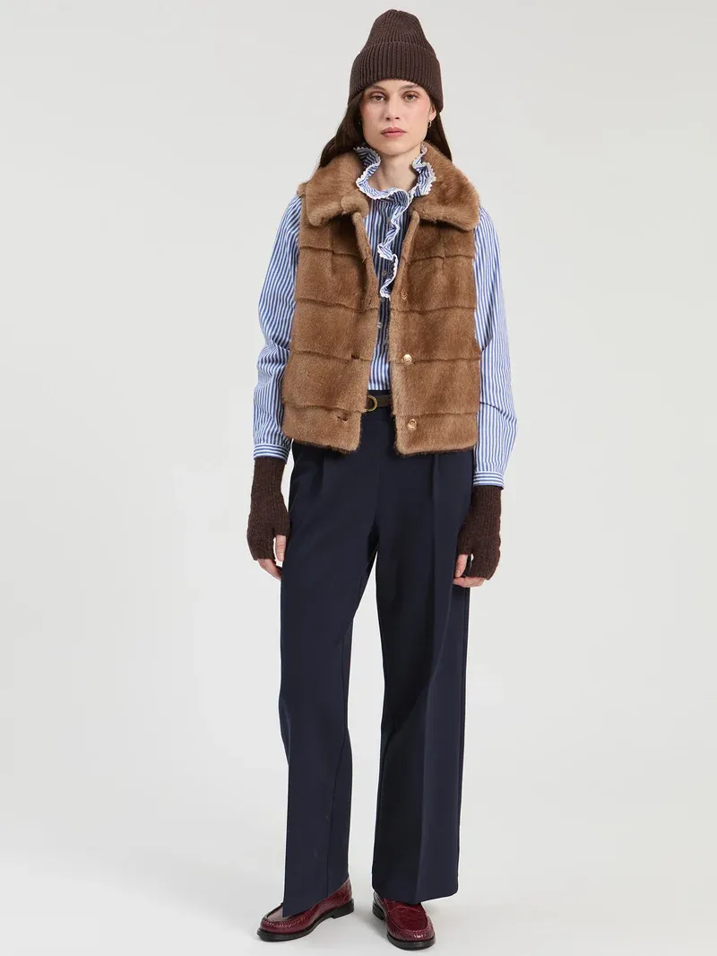 Faux Fur Wrap-Collar Vest