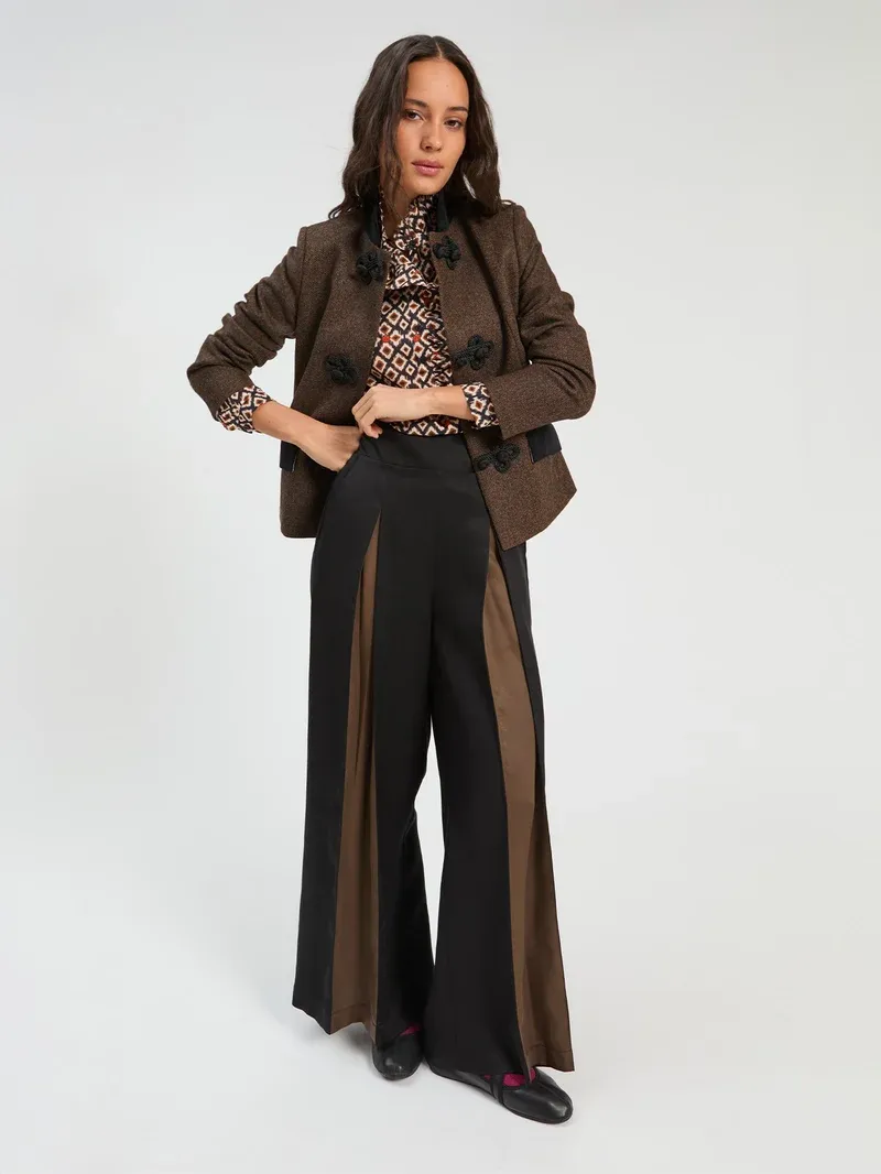 Two-Tone Palazzo Trousers