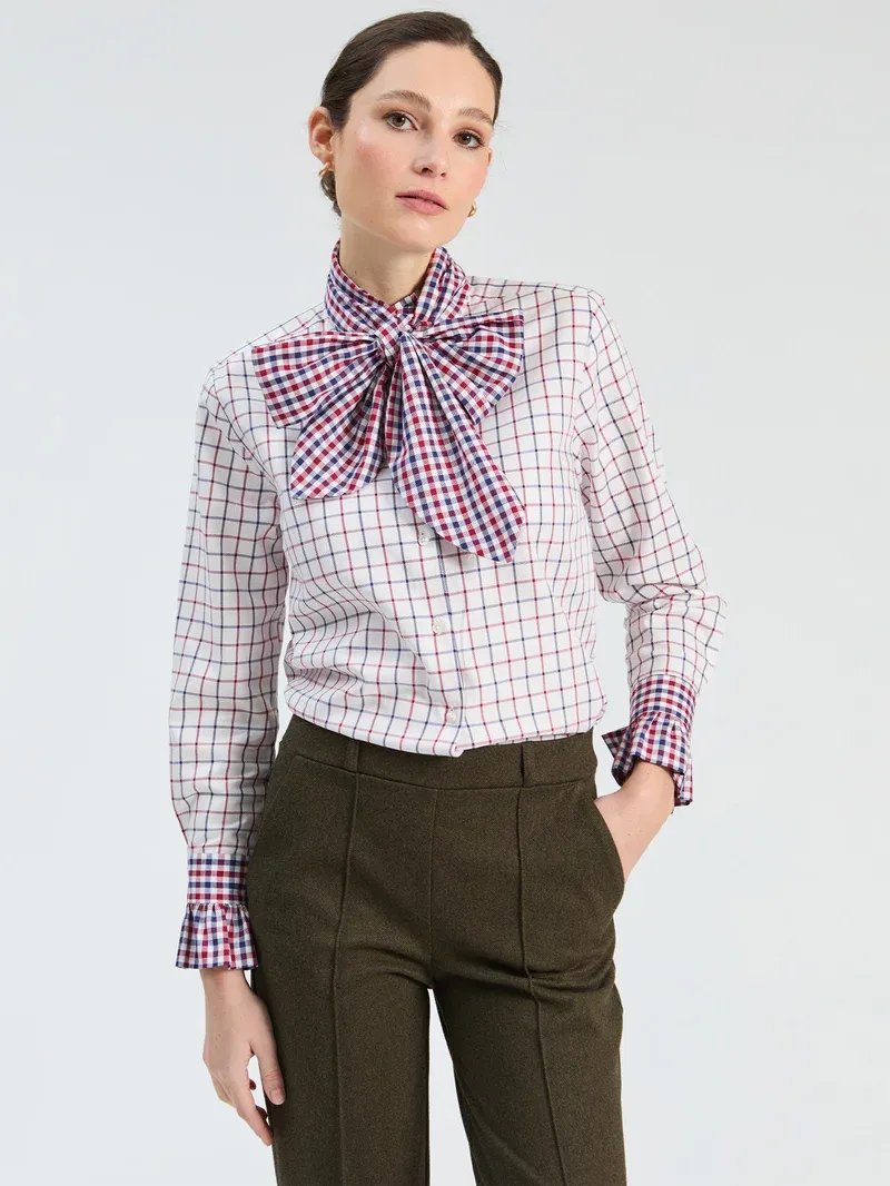 Maxi Bow Plaid Shirt