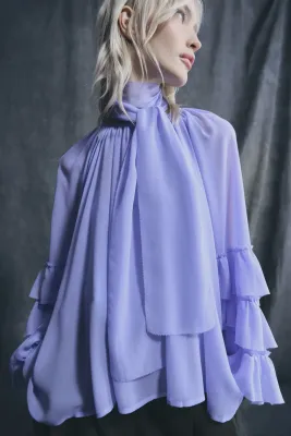 Silk Georgette Ruffle Blouse