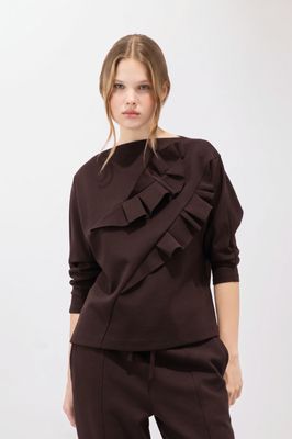 Inserted Ruffle Neoprene Top