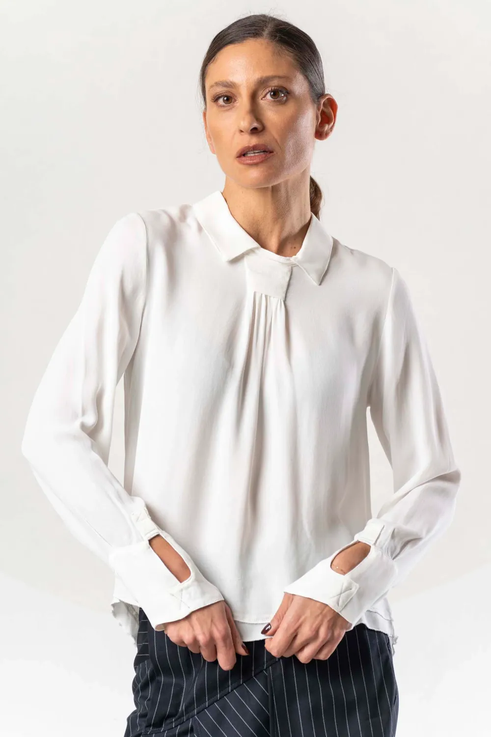Blouse with Cut-Out Cuffs