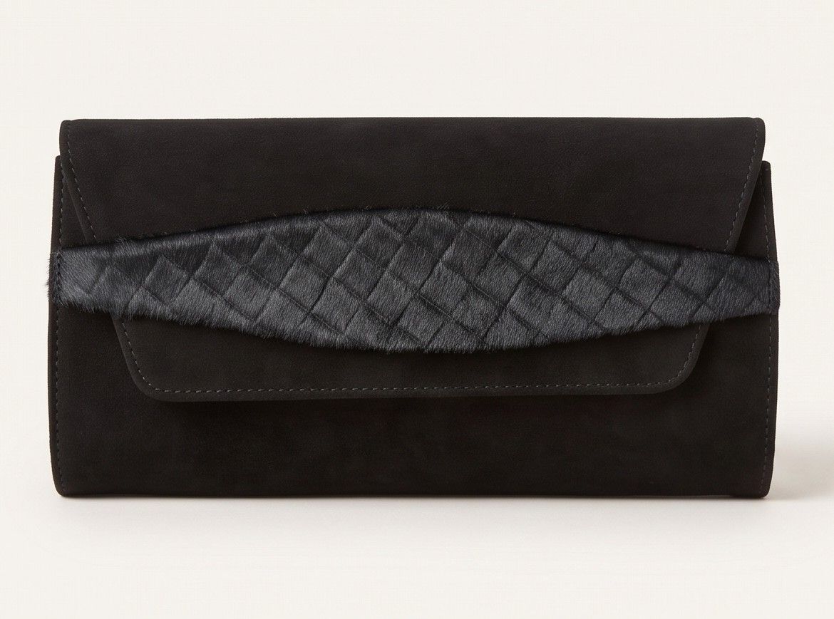 Suede Fold-Over Clutch