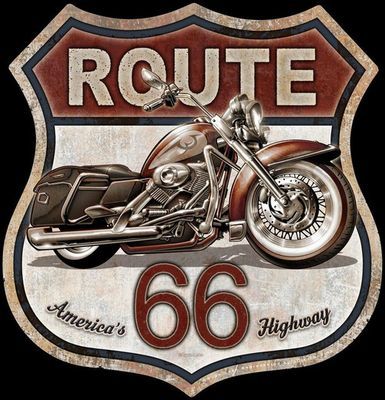 301 - Route 66 Bike - FULLY EMBOSSED STEEL - 11 1/2&quot; x 11&quot;