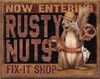 # 305 - Rusty Nuts Fix It Shop Metal Sign - Sign Material: Tin sign - Sign Size: 16 in x 12.5 in