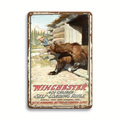 # 464 - Winchester Hunting Adventure Bear Style 8×12 Inch Aluminum Sign for Hunting Enthusiasts