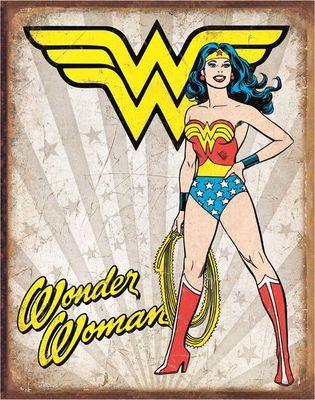 # 63 - DC Comics - Wonder Woman Heroic Metal Sign Sign Size: 16 in x 12.5 in