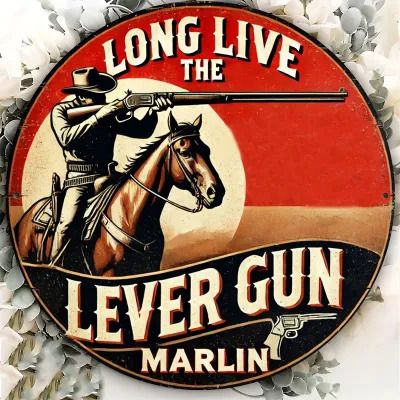 # 492 - Marlin Lever Action Rifle Round Aluminum Wall Art 8 x 8