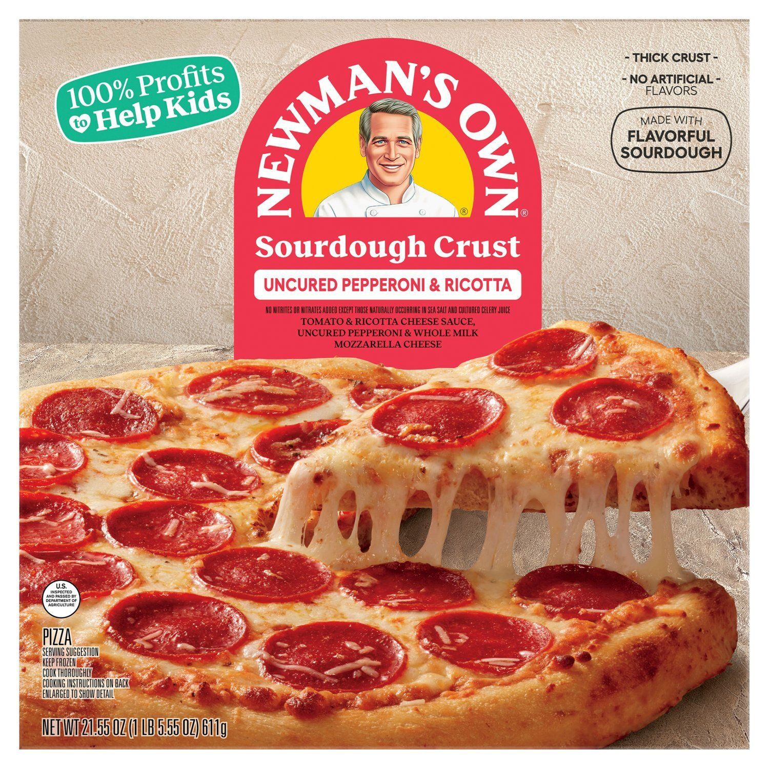 Newman&#39;s Own Sourdough Crust Uncured Pepperoni &amp; Ricotta Pizza, 21.55 oz