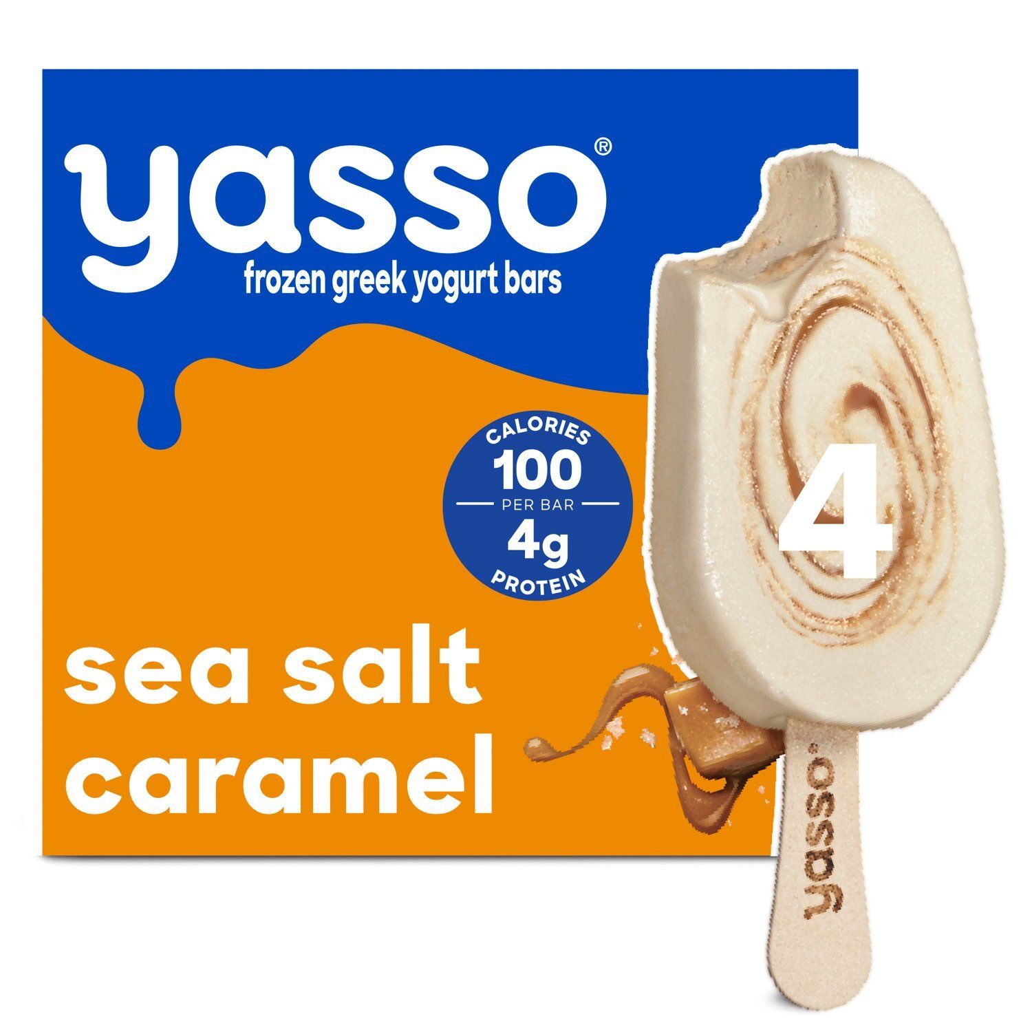 Yasso Sea Salt Caramel Frozen Greek Yogurt Bars, 4 count, 14 fl oz