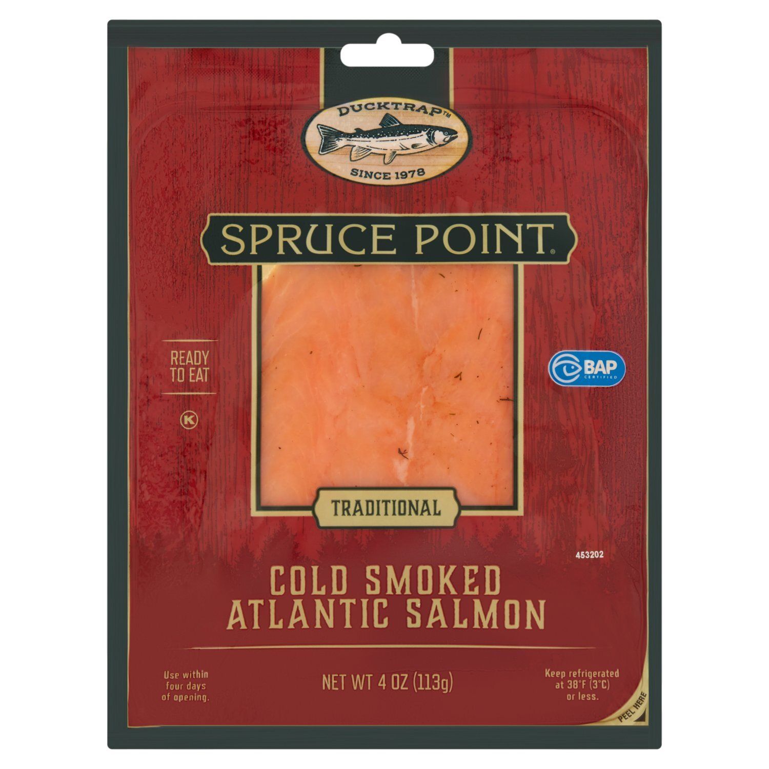 Ducktrap Spruce Point Traditional Cold Smoked Atlantic Salmon, 4 oz