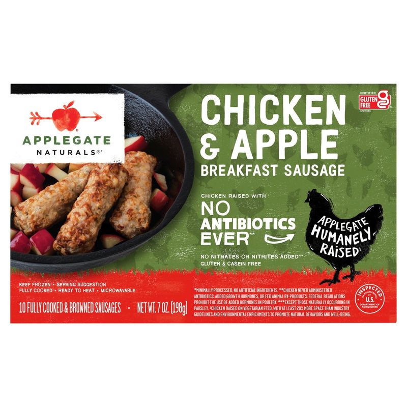 Applegate Naturals Chicken &amp; Apple Breakfast Sausage, 10 count, 7 oz