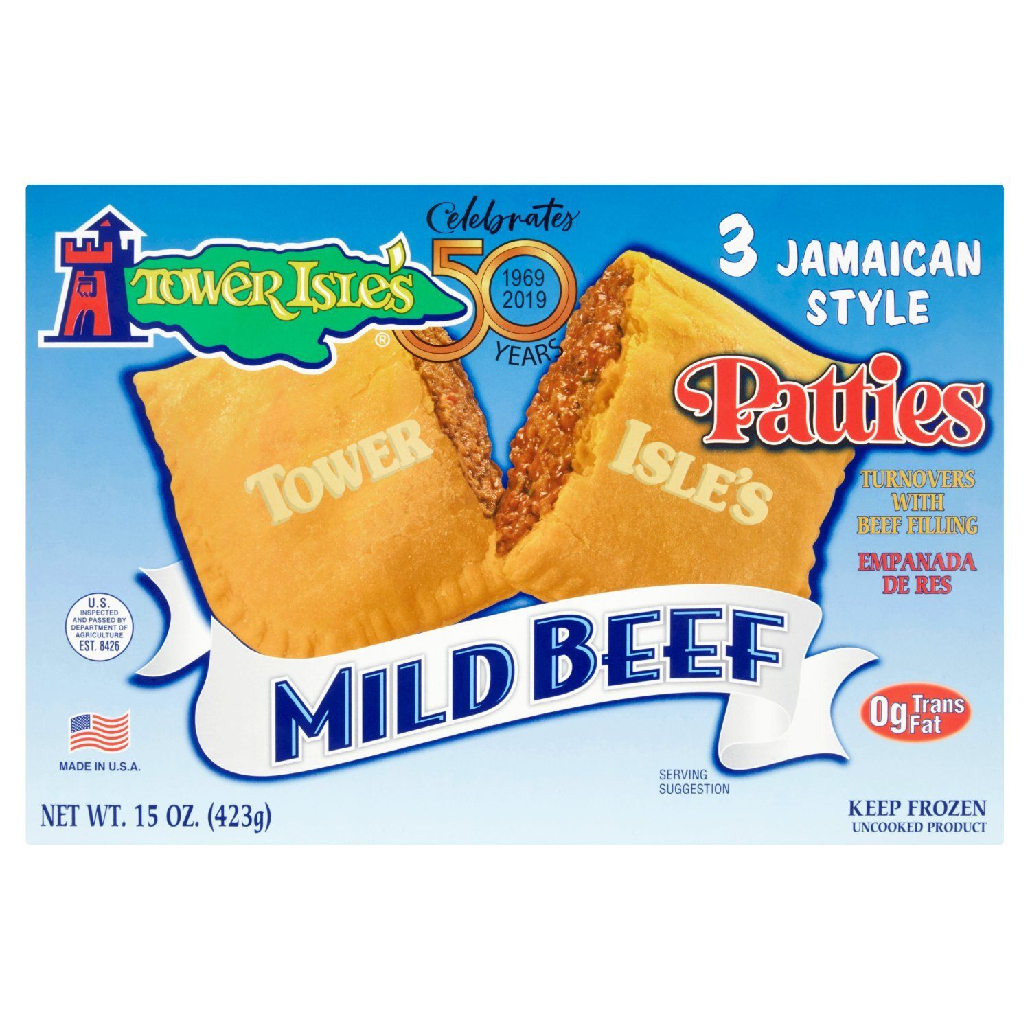 Tower Isle&#39;s Jamaican Style Mild Beef Patties, 3 count, 15 oz