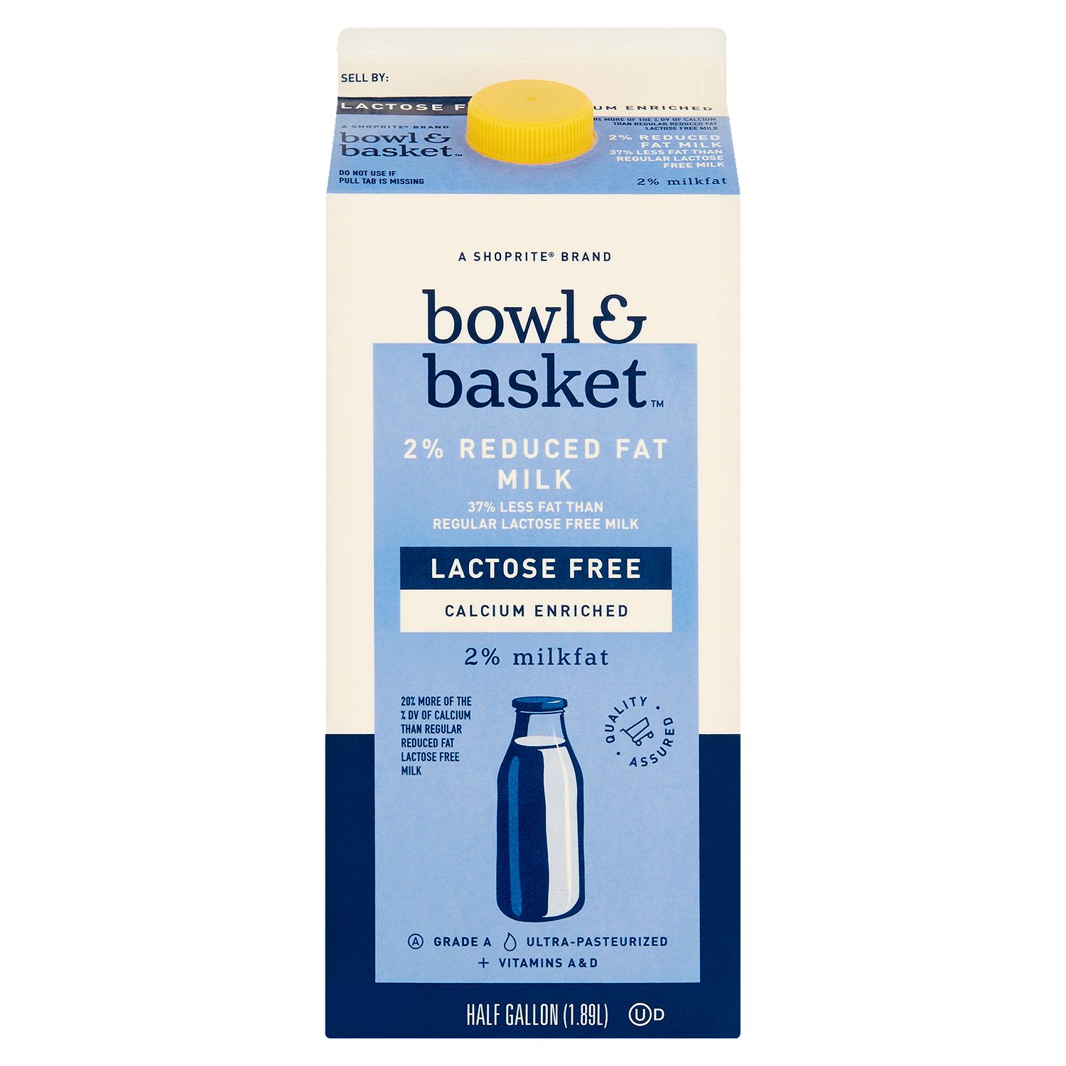 Bowl &amp; Basket Lactose Free Calcium Enriched 2% Reduced Fat Milk, half gallon