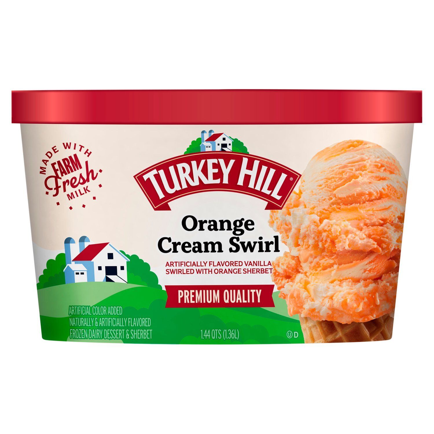 Turkey Hill Orange Cream Swirl Frozen Dairy Dessert &amp; Sherbet, 1.44 qts
