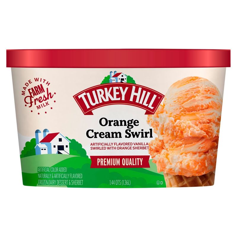 Turkey Hill Orange Cream Swirl Frozen Dairy Dessert &amp; Sherbet, 1.44 qts