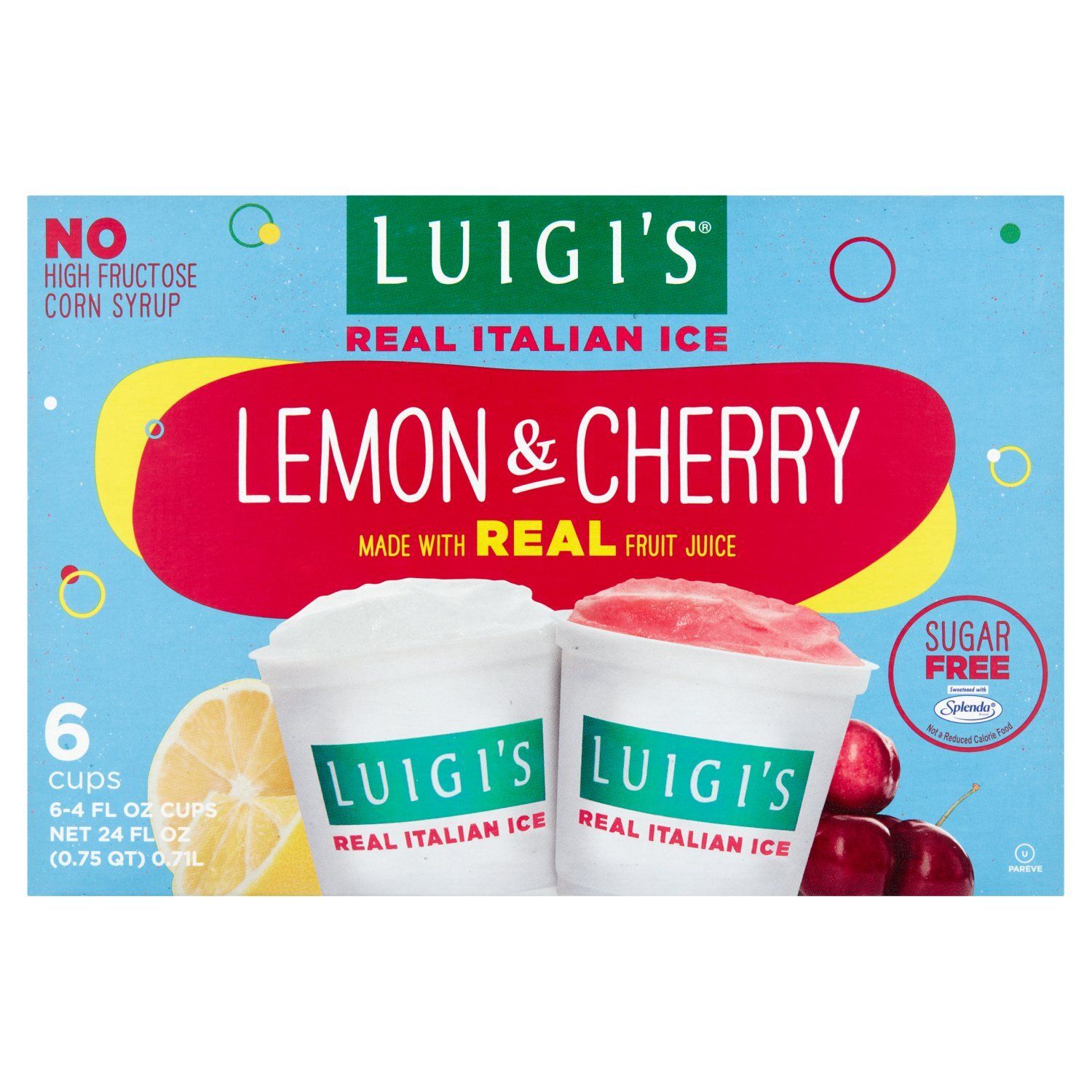 Luigi&#39;s Lemon &amp; Cherry Real Italian Ice, 4 fl oz, 6 count