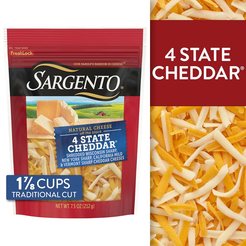 Sargento Shredded 4 State Cheddar Natural Cheese, 7.5 oz