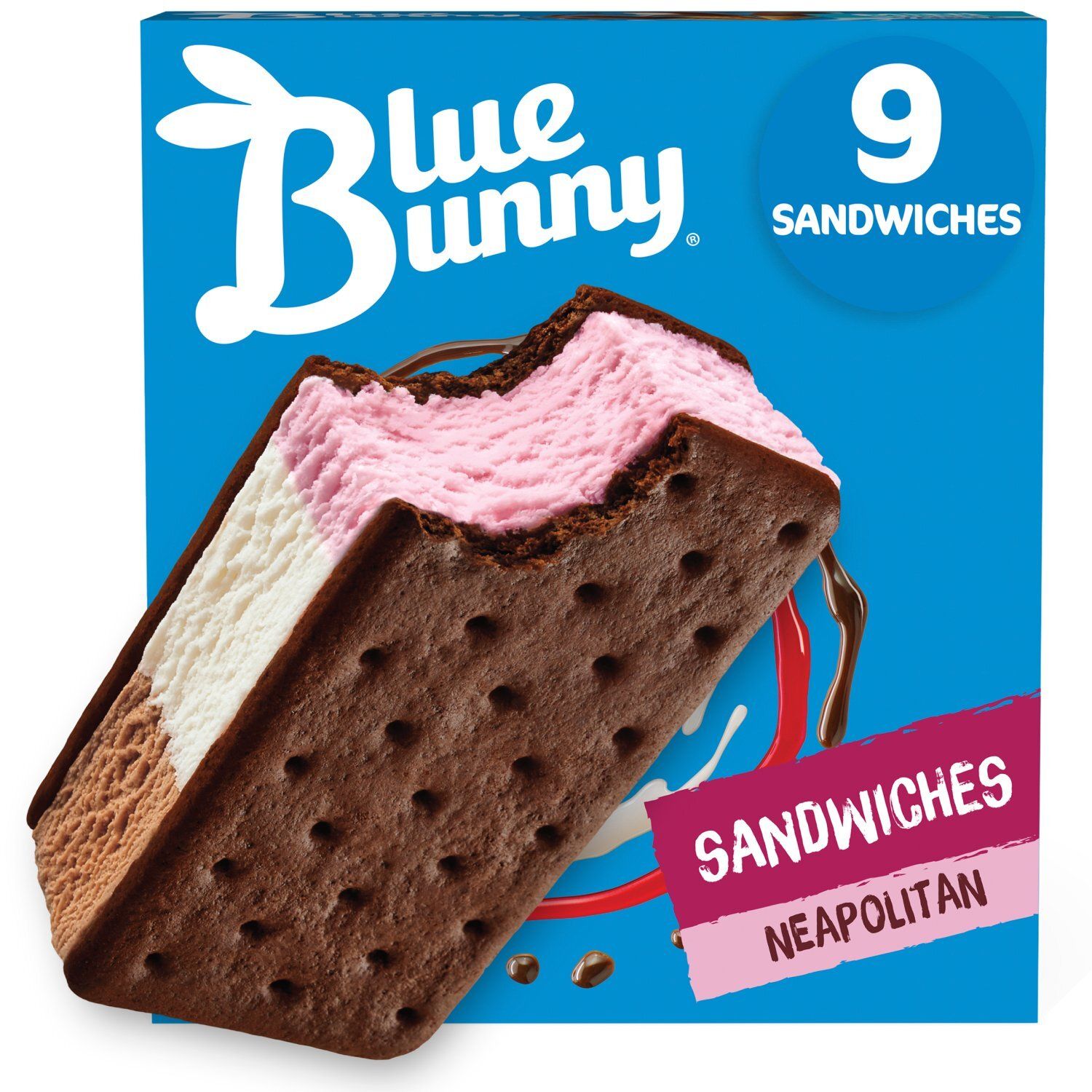 Blue Bunny Neopolitan Frozen Dairy Dessert Sandwiches, 4.25 fl oz, 9 count