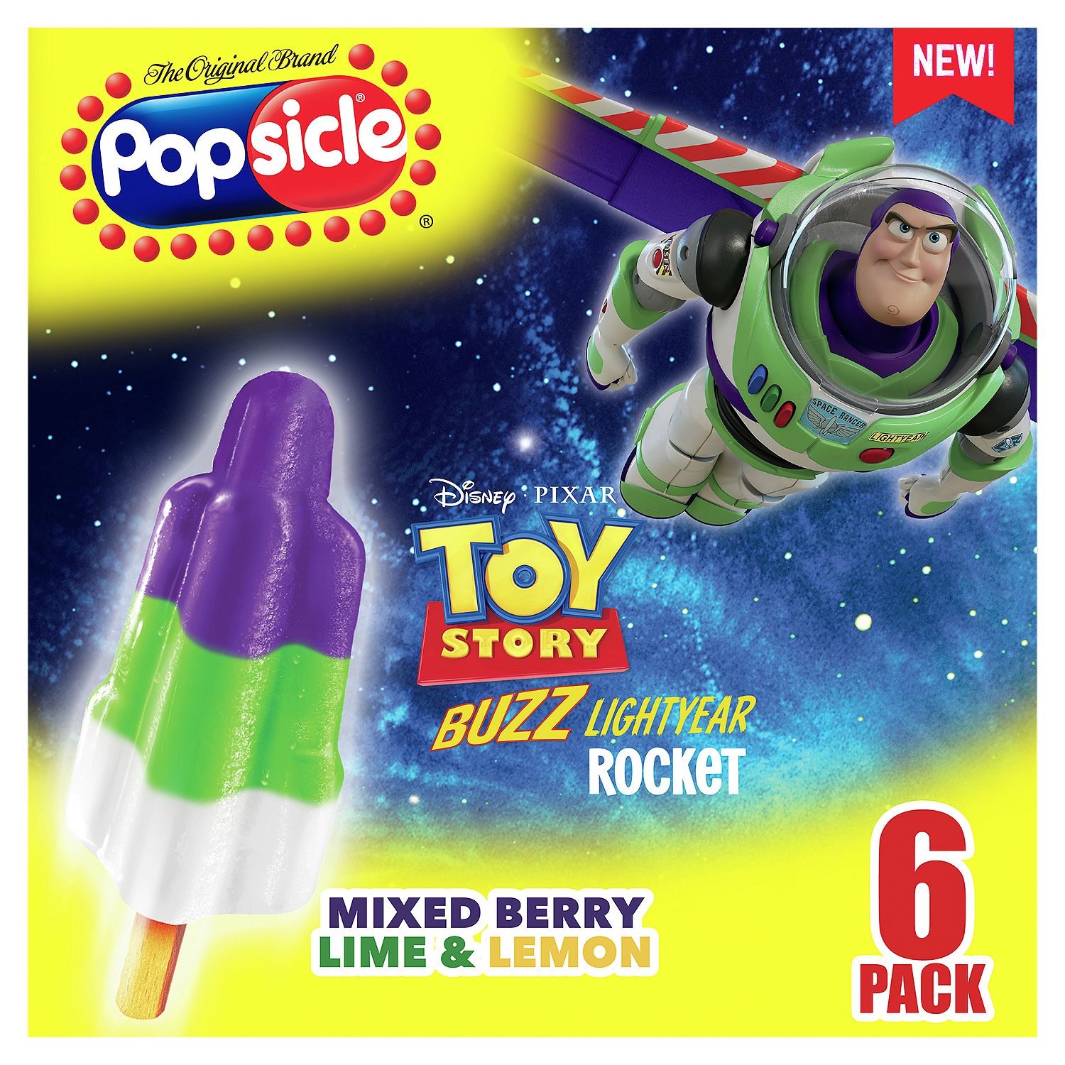 Popsicle Disney-Pixar Toy Story Mixed Berry Lime &amp; Lemon Ice Pops, 6 count, 10.96 fl oz