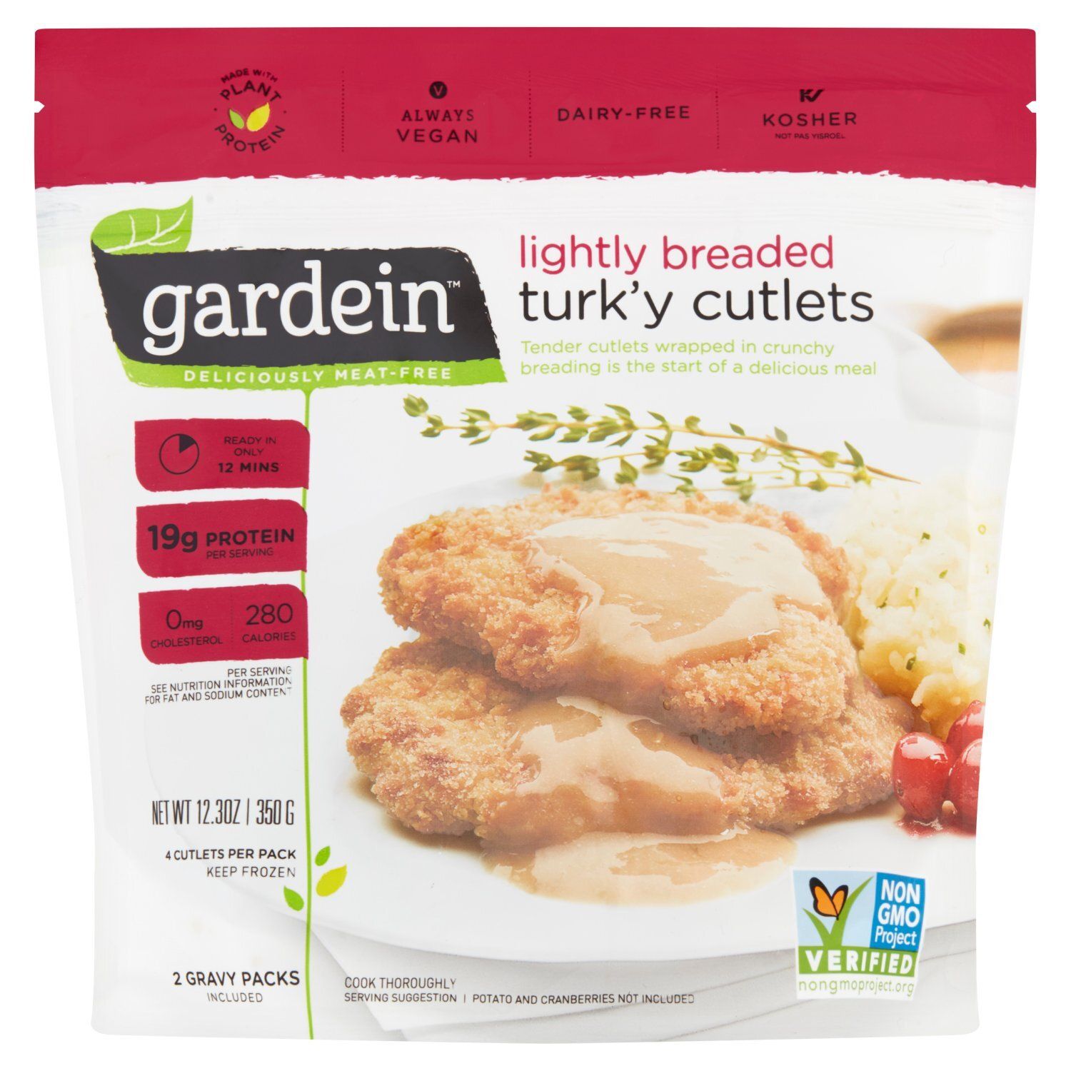 Gardein Lightly Breaded Turk&#39;y Cutlets, 4 count, 12.3 oz