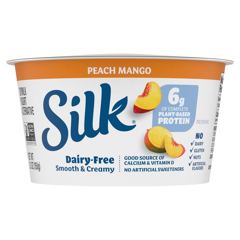 Silk Dairy-Free Smooth &amp; Creamy Peach Mango Soymilk Yogurt Alternative, 5.3 oz