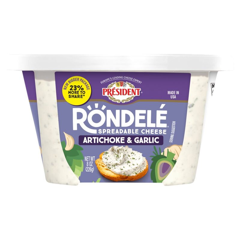 Président Rondelé Artichoke &amp; Garlic Spreadable Cheese, 8 oz