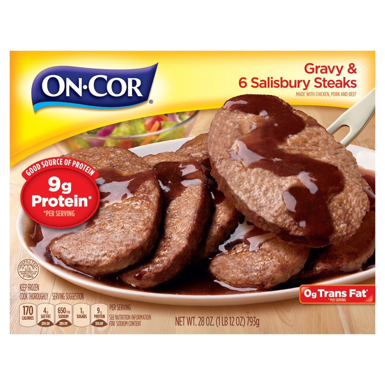 On-Cor Gravy &amp; Salisbury Steaks, 6 count, 28 oz