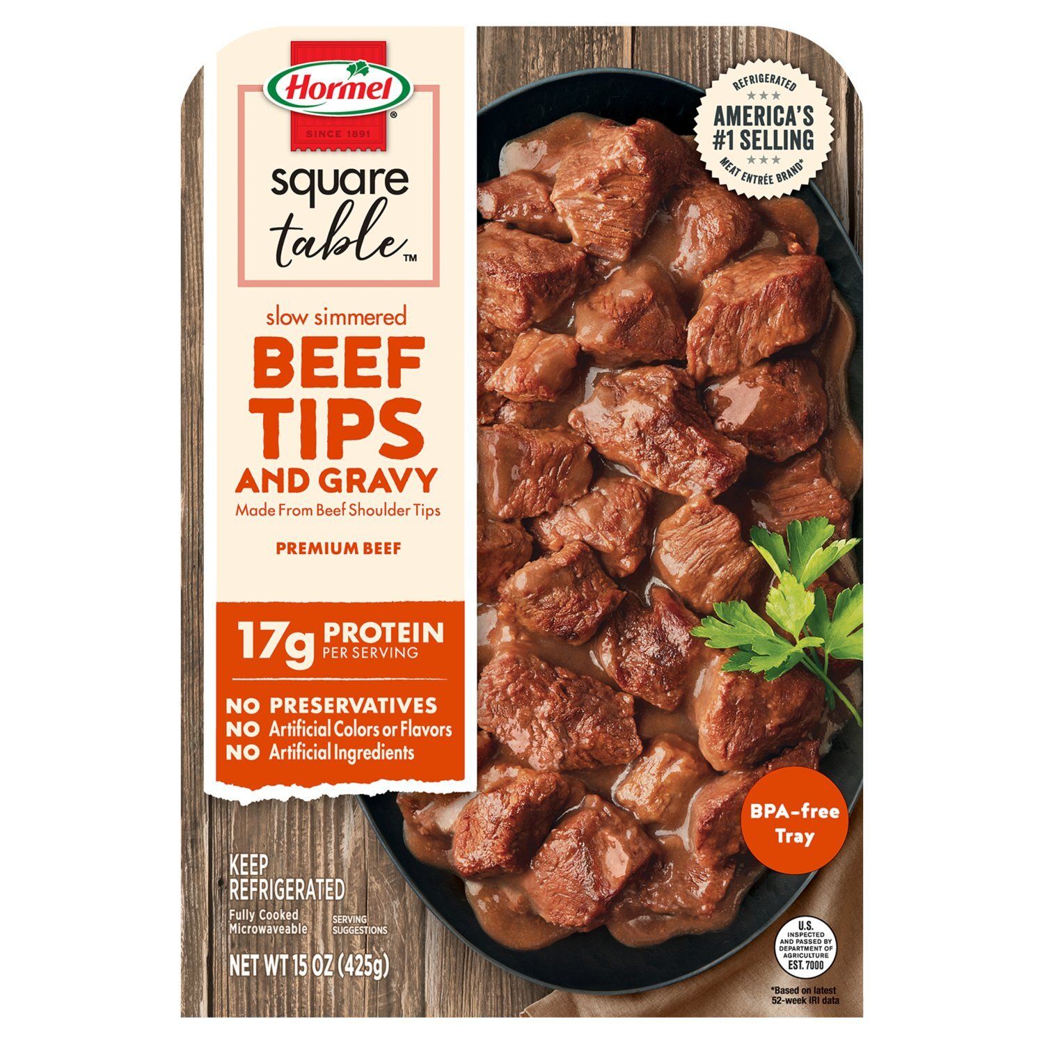 Hormel Square Table Slow Simmered Beef Tips &amp; Gravy, 15 oz