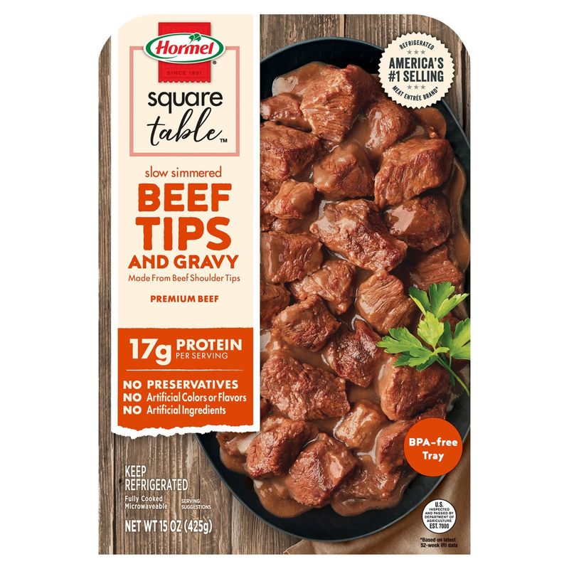 Hormel Square Table Slow Simmered Beef Tips &amp; Gravy, 15 oz