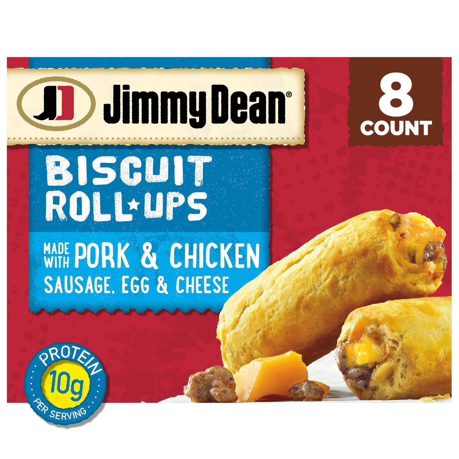 Jimmy Dean Pork &amp; Chicken Sausage, Egg &amp; Cheese Biscuit Roll-Ups, 8 count, 12.8 oz