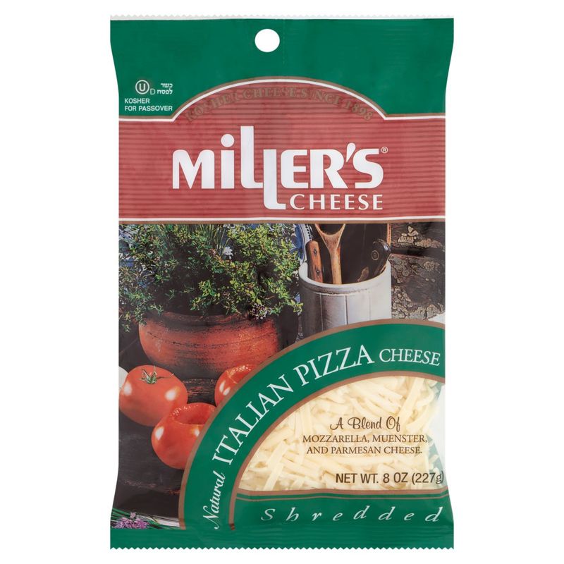 Miller&#39;s Cheese Shredded Natural Italian Pizza Cheese, 8 oz