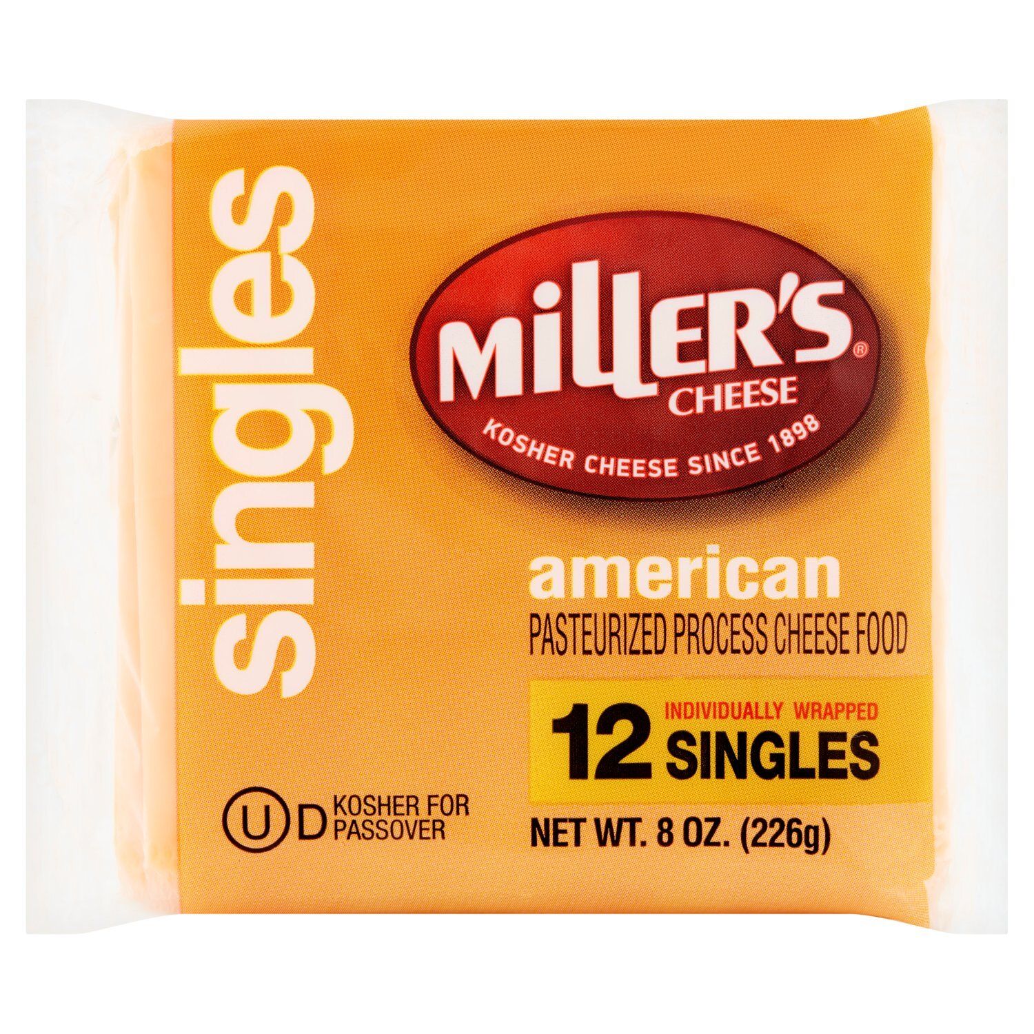 Miller&#39;s Singles Yellow American Cheese, 12 count, 8 oz