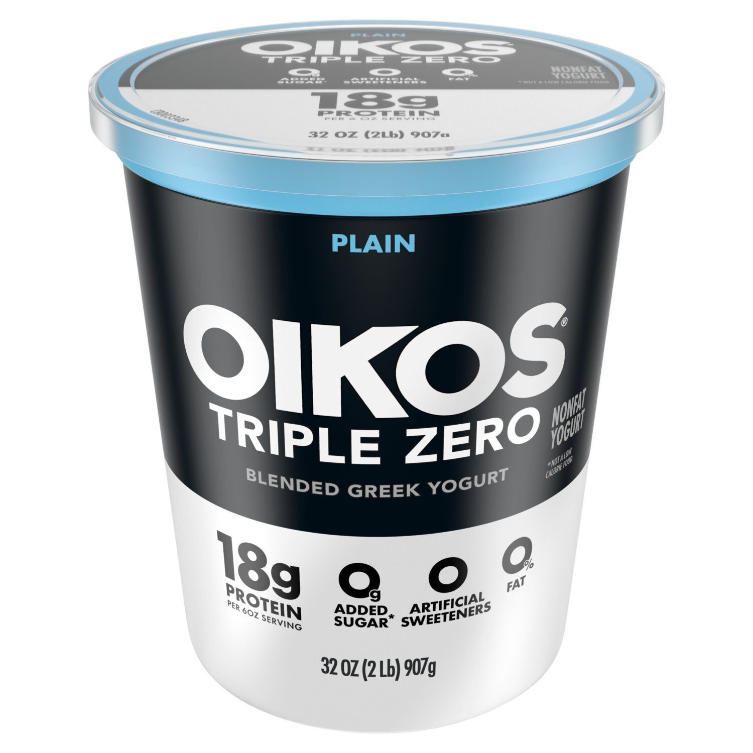 Oikos Triple Zero Plain Blended Greek Nonfat Yogurt, 32 oz