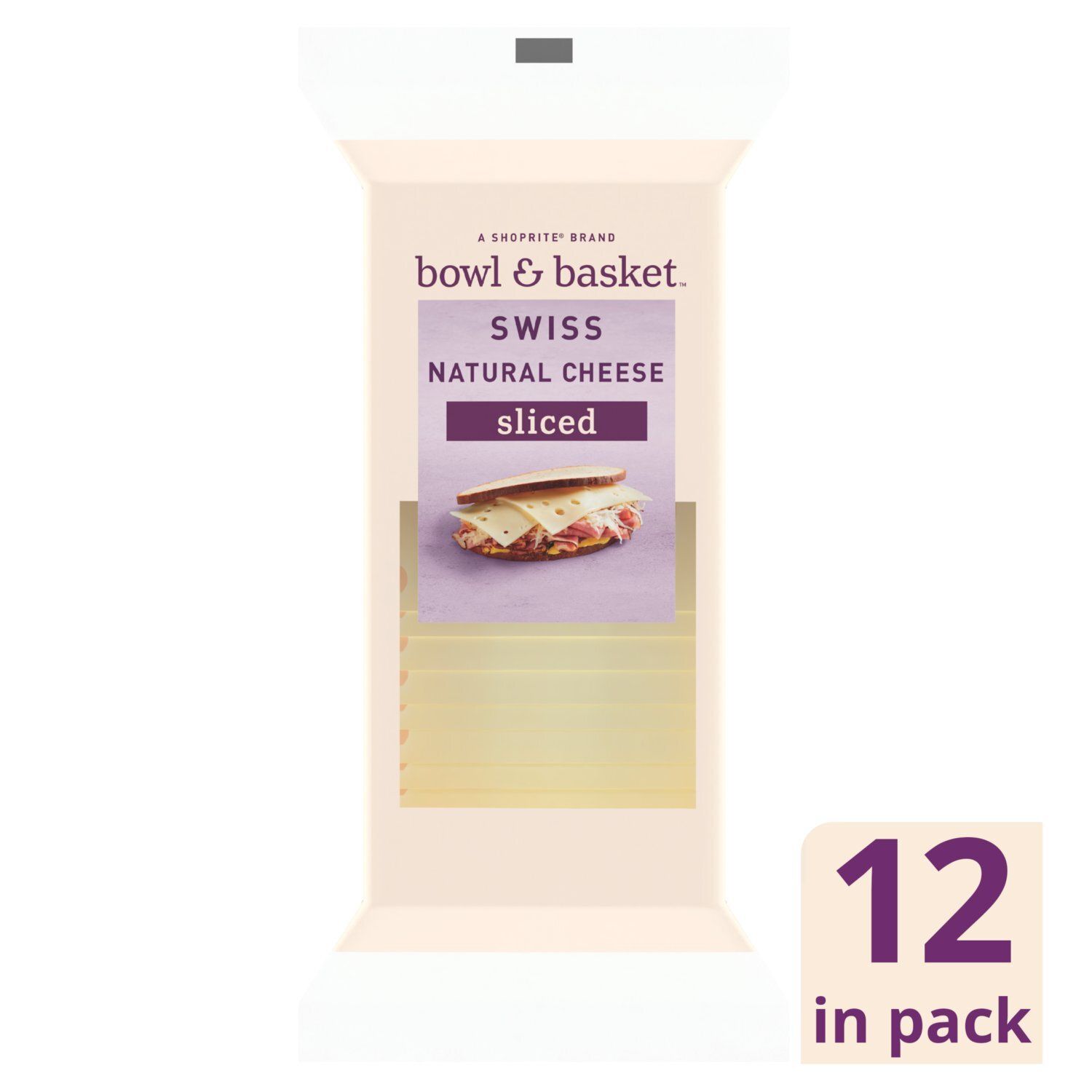 Bowl &amp; Basket Sliced Swiss Natural Cheese, 12 count, 16 oz