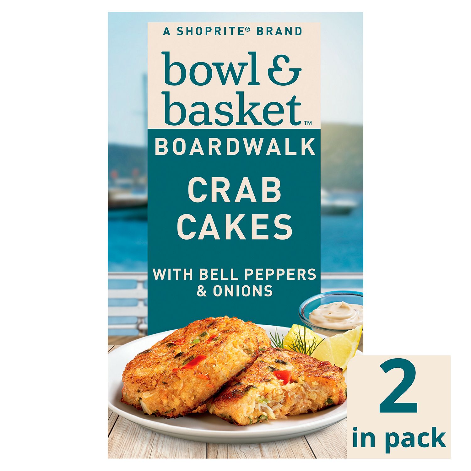 Bowl &amp; Basket Boardwalk Crab Cakes with Bell Peppers &amp; Onions, 2 count, 6 oz