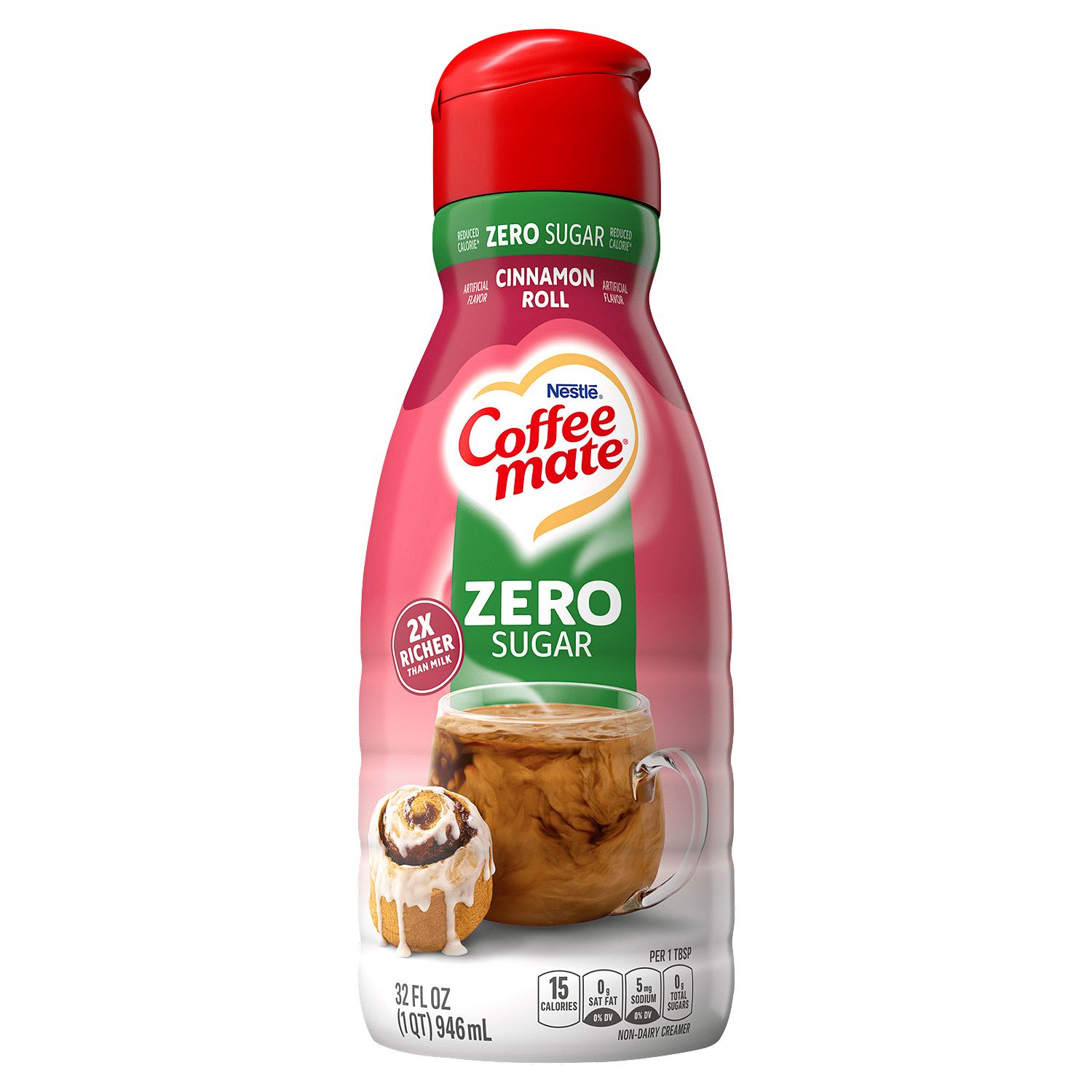 Nestlé Coffee Mate Zero Sugar Cinnamon Roll Non-Dairy Creamer, 32 fl oz