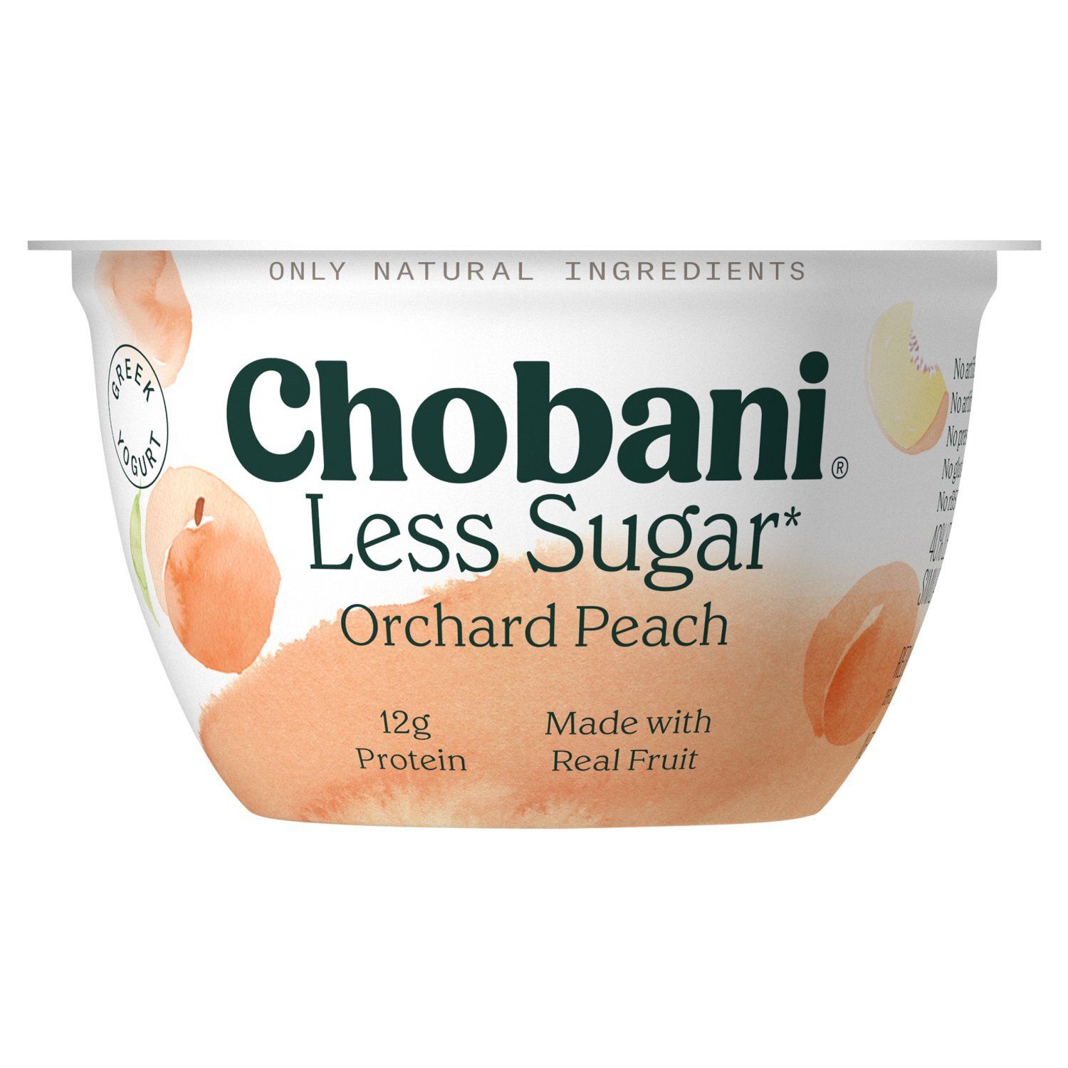 Chobani Orchard Peach Less Sugar Reduced Fat Greek Yogurt, 5.3 oz