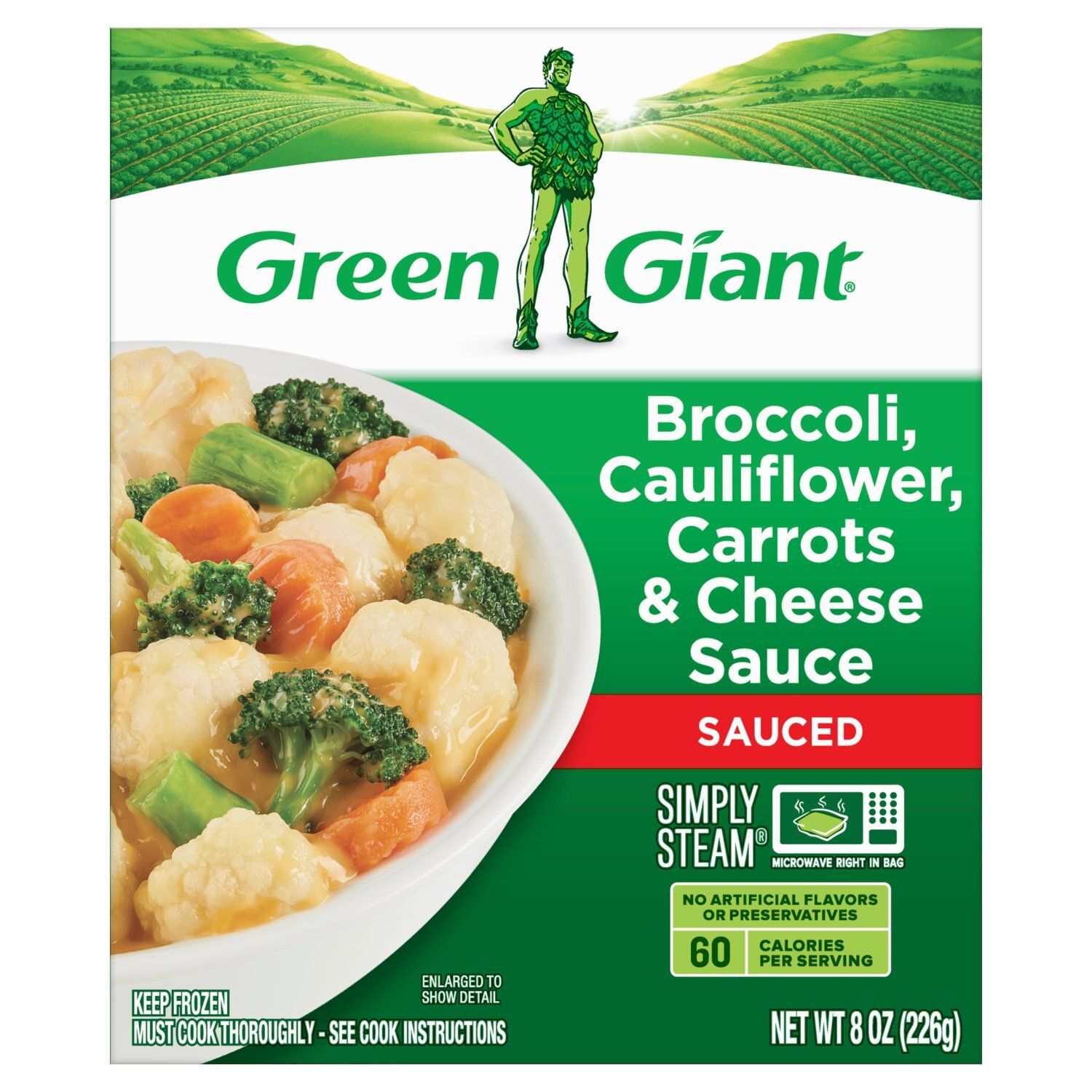 Green Giant Simply Steam Sauced Broccoli, Cauliflower, Carrots &amp; Cheese Sauce, 8 oz
