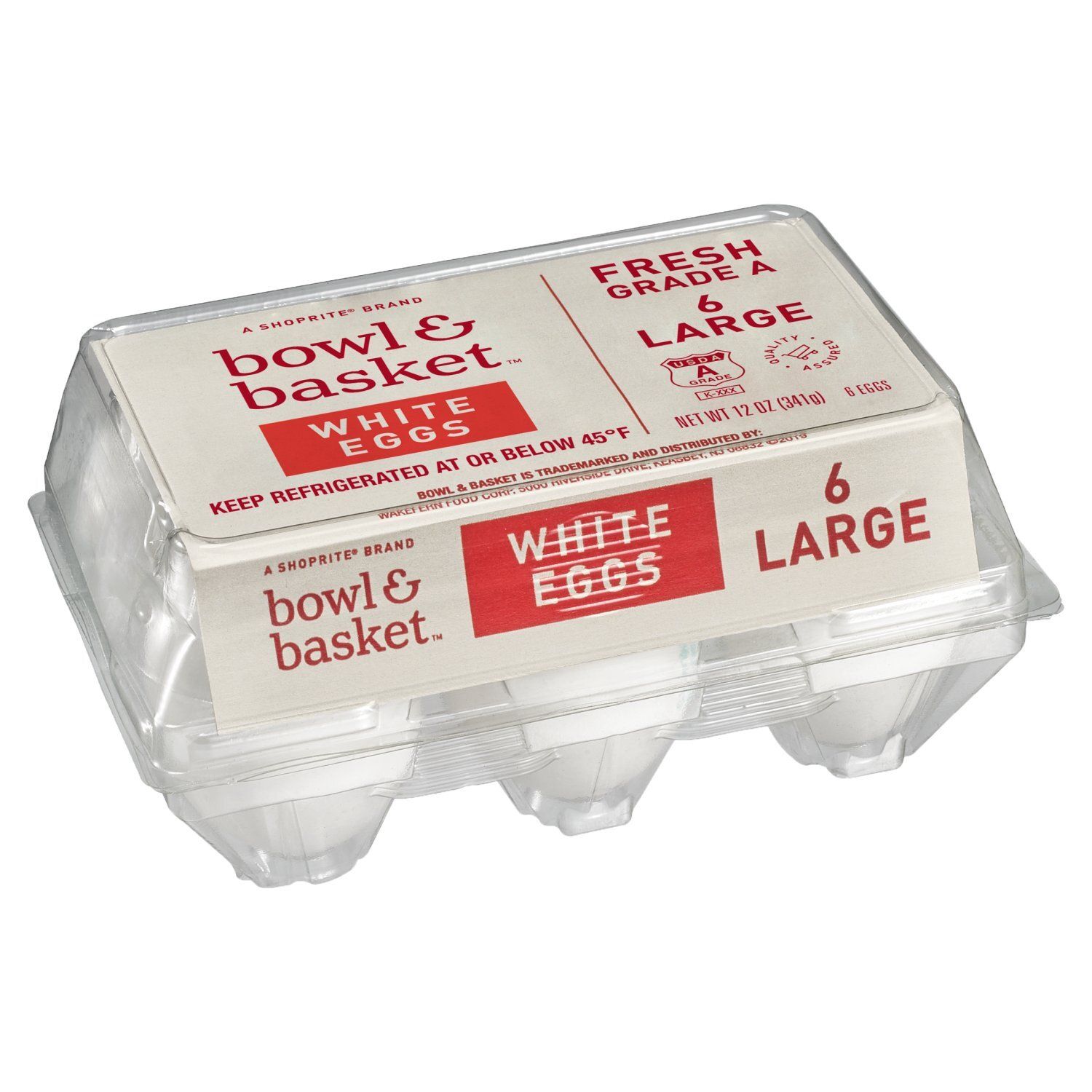 Bowl &amp; Basket Fresh White Eggs, Large, 6 count, 12 oz
