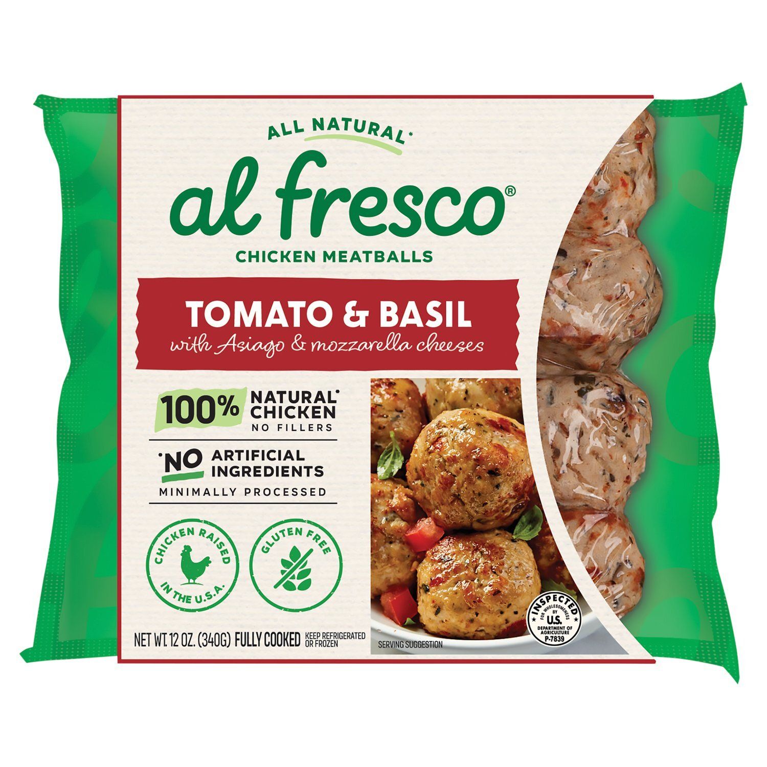 Al fresco Tomato &amp; Basil Chicken Meatball, 12 oz