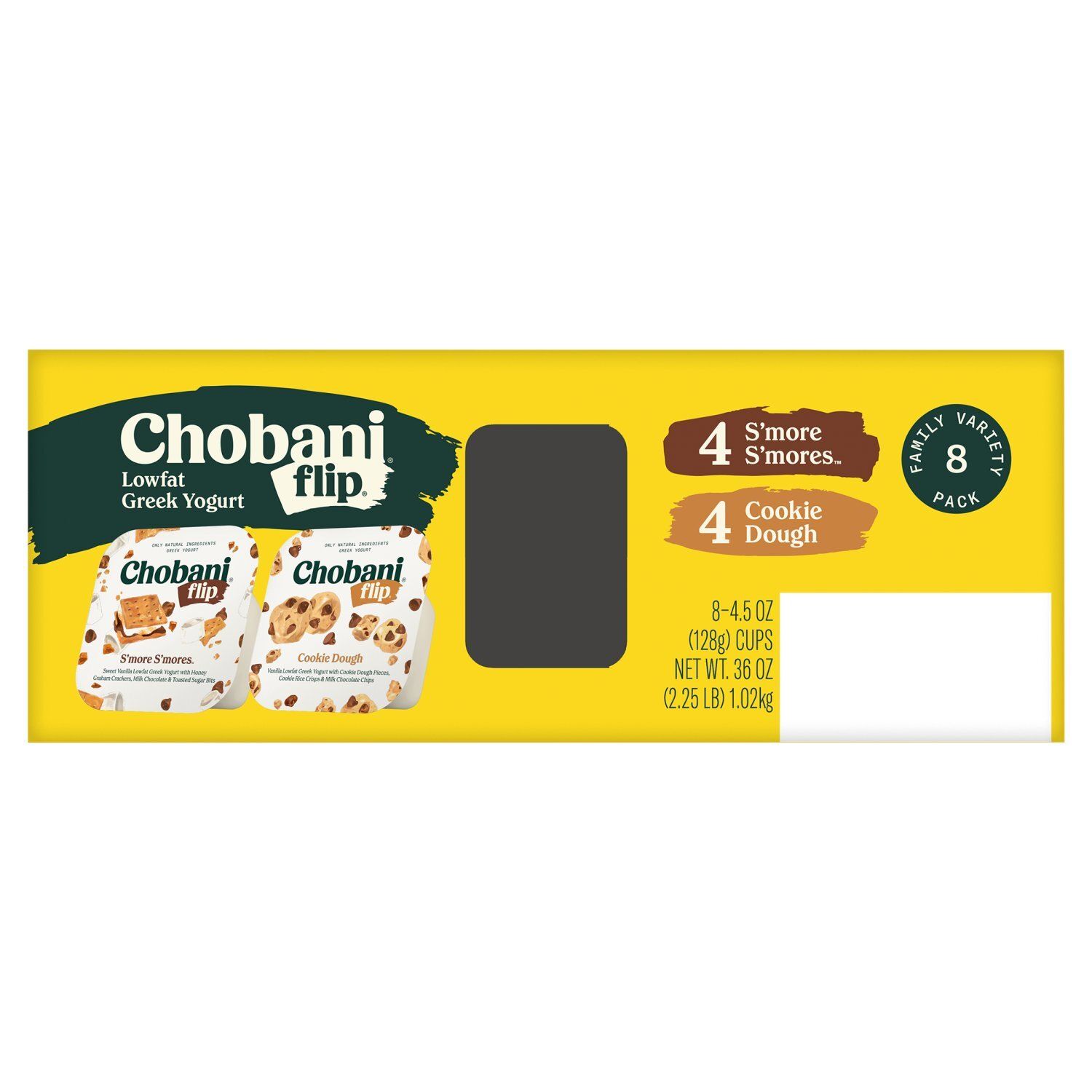 Chobani Flip Low-Fat Greek Yogurt Family Variety Pack, 4.5 oz, 8 count
