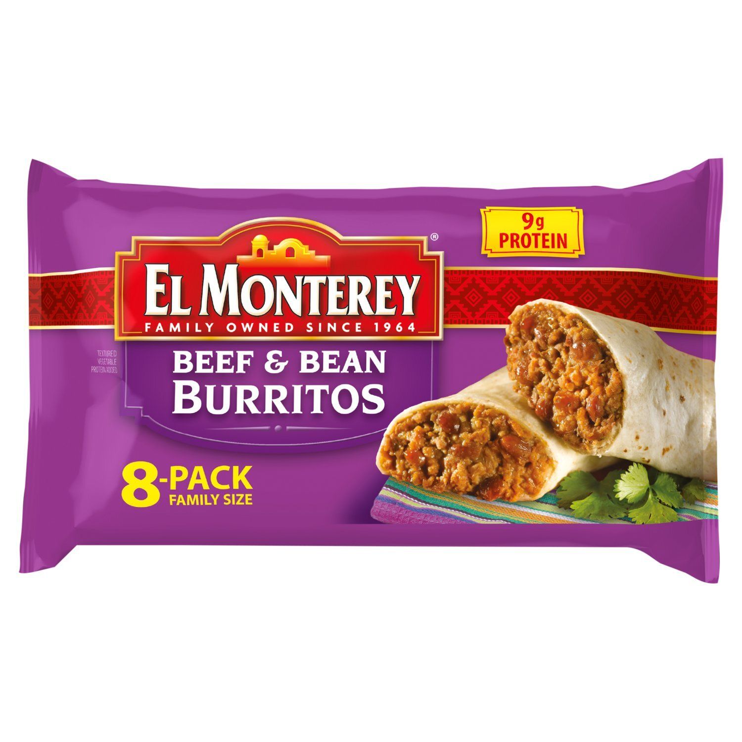 El Monterey Beef &amp; Bean Burritos Family Size, 8 count, 32 oz