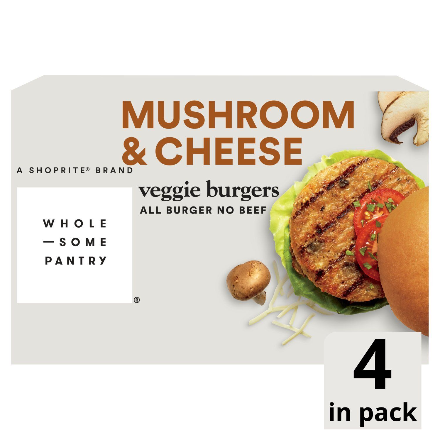 Wholesome Pantry Mushroom &amp; Cheese Veggie Burgers, 4 count, 10 oz