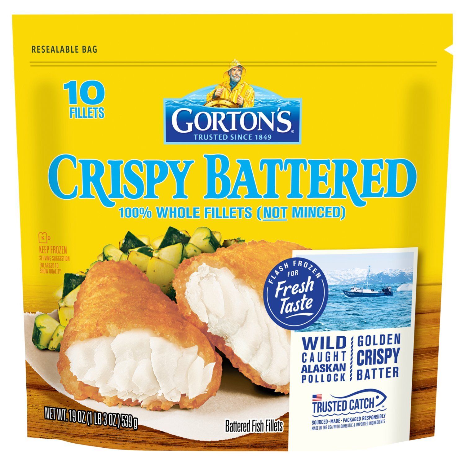 Gorton&#39;s Crispy Battered Fish Fillets, 10 count, 19 oz