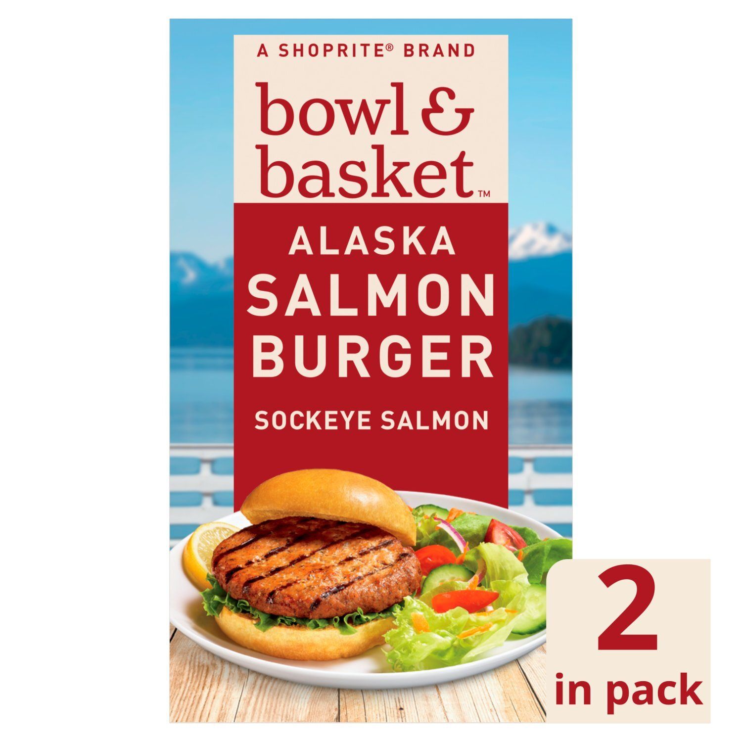 Bowl &amp; Basket Alaska Sockeye Salmon Burger Patties, 2 count, 8 oz