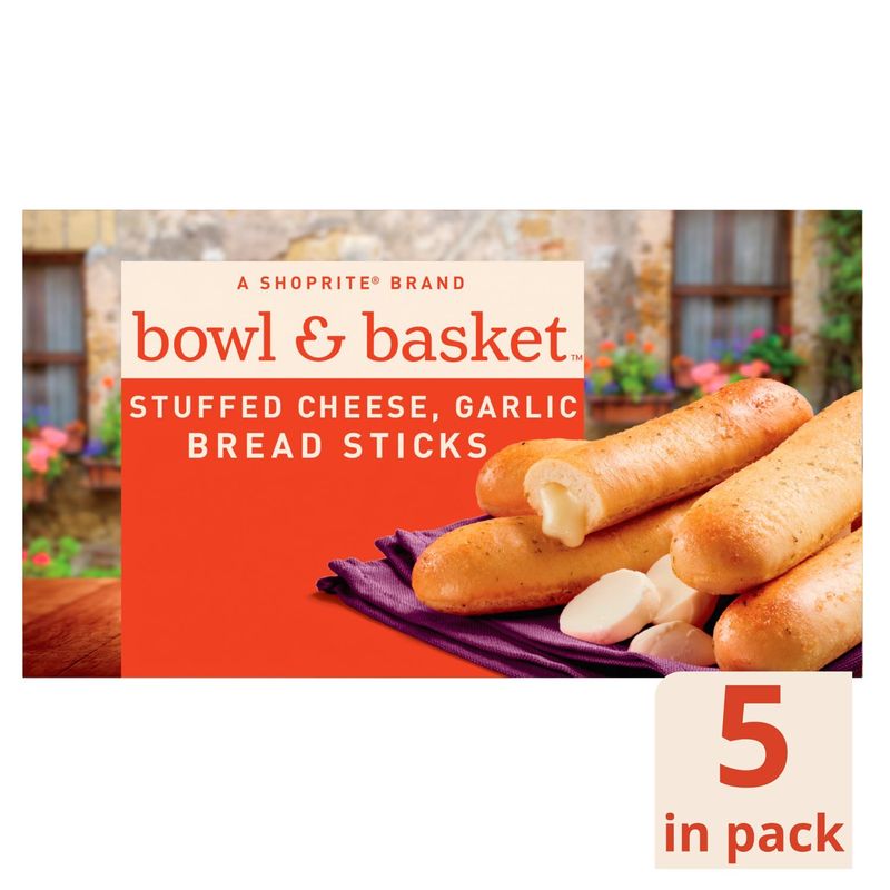 Bowl &amp; Basket Stuffed Cheese, Garlic Bread Sticks, 5 count, 11.5 oz