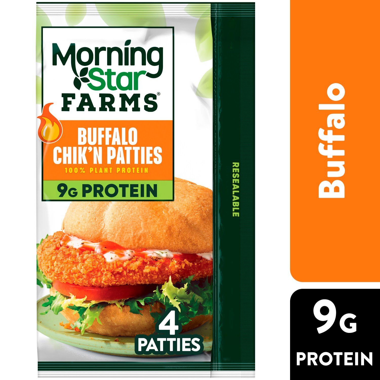 MorningStar Farms Buffalo Chik&#39;n Vegan Patties, 4 count, 10 oz