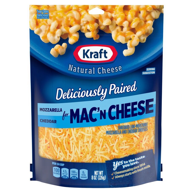 Kraft Deliciously Paired Shredded Mozzarella Cheddar for Mac&#39;n Cheese, 8 oz
